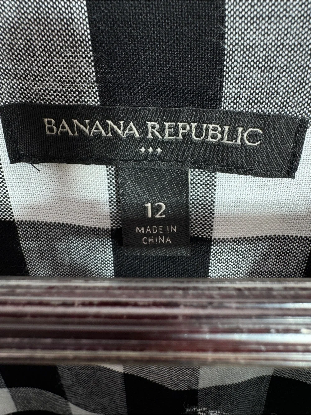 Banana‎ Republic Buffalo Check Sleeveless Cinch Waist Shirt Dress Black White 12